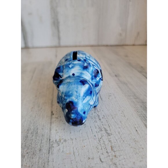 Vintage triceratops blue miniature Piggy bank unique dinosaur - Picture 2 of 7